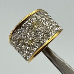 Statement Gold-Tone Crystal Pavé Wide Band Ring  Size 6